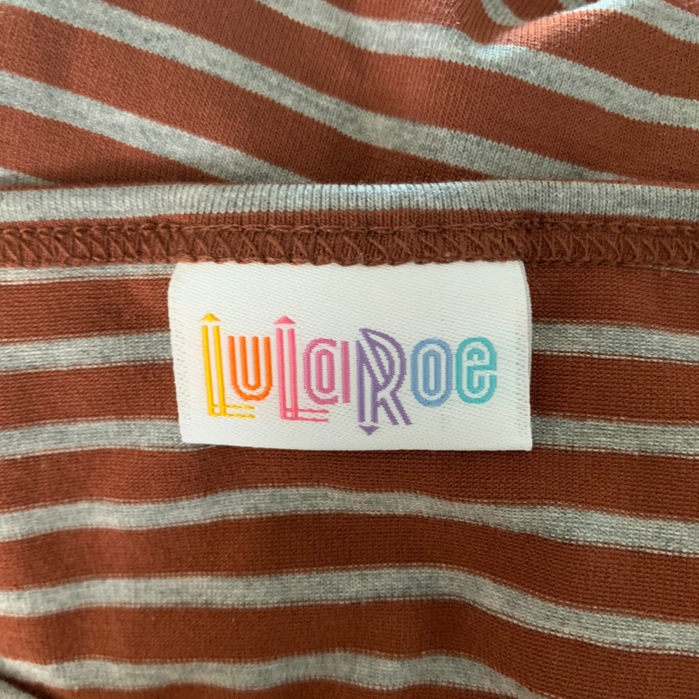 Lularoe Nicole Brown Gray Stripe Dress Size XS - Picture 6 of 7